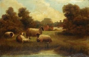 LESLIE J 1800-1800,Sheep resting by a pond,Bonhams GB 2015-04-14