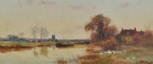 LESLIE J.T 1800-1900,Ducks on a river bank,Burstow and Hewett GB 2011-12-14