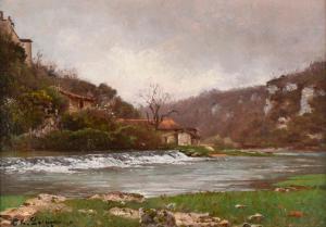 LESPINASSE Theodore 1846-1918,Retenue d'eau sur la rivière en hiver,1888,Conan-Auclair FR 2024-03-09