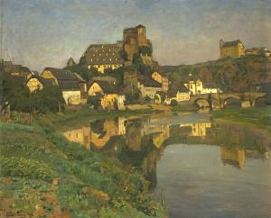 LESSING Konrad Ludwig 1852-1916,Riverside Town,1914,Strauss Co. ZA 2023-10-25