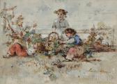 LESSORE Émile Aubert 1805-1876,Children at Leisure in a Vineyard,Skinner US 2016-07-15