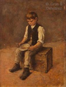 LESSORE Émile Aubert 1805-1876,Le petit garçon mangeant sa soupe,1887,Gros-Delettrez FR 2021-06-23