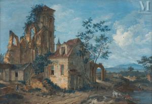 LESUEUR Louis,Paysans devant une maison, ruines gothiques en arr,Millon & Associés 2023-02-03