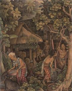 LESUG I. Nyoman 1939-2015,Balinese Village Scene,Larasati ID 2011-10-22