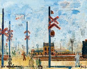 LESUR Henri Victor 1863-1900,Railroad crossing at the station,1962,De Vuyst BE 2023-10-21