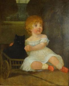 LETHERBRIDGE SAUNDERS George,young girl with a kitten in a cart,1812,Eastbourne GB 2016-03-10