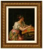 LETOURNEAU Édouard 1851-1907,woman with cup leaning on pillows,Brunk Auctions US 2009-09-24