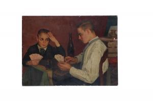 LETTHEE R 1800-1900,Les jeunes joueurs de cartes,1892,Millon & Associés FR 2015-03-18