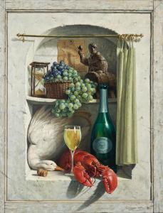 LETTICK Birney 1919-1986,Still Life with a Lobster, Wine, Grapes, and Goose,1964,Skinner 2024-03-06