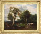LETTU Gabriel 1797-1859,Landschaft mit Kühen und Mägden an einer Furt mit ,DAWO Auktionen 2007-05-19