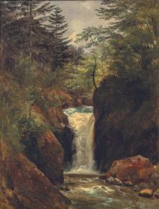 LEU August Wilhelm 1819-1897,Paysage à la cascade, Wildbach,Boisgirard - Antonini FR 2022-12-20