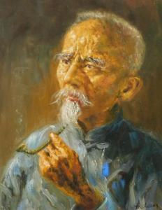 Leung Y W,Portrait of an old man smoking a pipe,20th,Golding Young & Mawer GB 2018-01-31