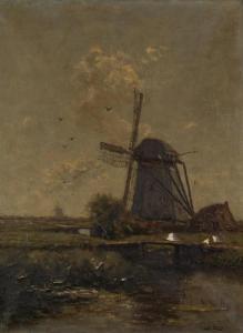 LEURS Johannes Karel 1865-1938,Old Mill at Delft,Mossgreen AU 2017-11-29