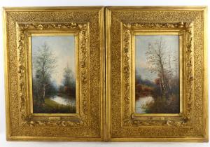 Leutner C 1900-1900,pair of rural landscapes,Burstow and Hewett GB 2023-02-23