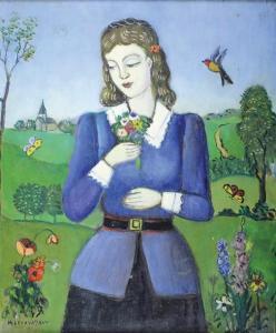 LEVAVASSEUR Henri 1887-1962,Femme au bouquet,Saint Germain en Laye encheres-F. Laurent FR 2016-10-23