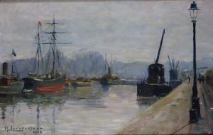 LEVAVASSEUR Henri 1887-1962,Port de Caen,1912,Bayeux Encheres FR 2023-12-10