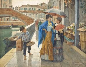 LEVERATE E 1884,A street urchin selling fish on a Venetian canal,Christie's GB 2014-01-29