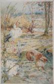 LEVERD Rene 1872-1938,Fable de La Fontaine, le renard et la cigogne,Lombrail - Teucquam 2022-09-30