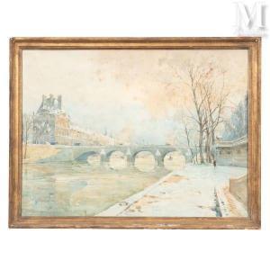 LEVERD Rene 1872-1938,Le Louvre, Paris sous la neige,Millon & Associés FR 2024-01-25