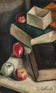 LEVI Carlo 1902-1975,Natura morta con libri e mele,1921,Finarte IT 2008-04-24