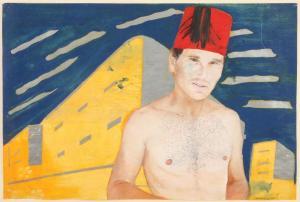 LEVI Pamela 1949-2004,The Artist Gabi Klasmer with a Red Hat,1999,Tiroche IL 2023-01-28