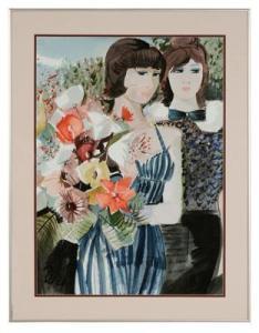 LEVIER Charles 1920-2003,Two Women with Bouquet,Brunk Auctions US 2010-09-11