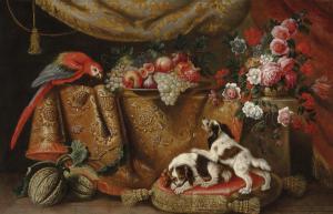 LEVIEUX Renaud 1613-1699,An interior with flowers and fruit on a draped tab,Christie's GB 2023-06-08