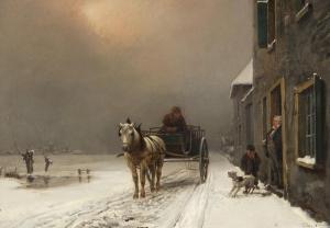 LEVIGNE Theodore 1848-1912,Untitled (Horse drawn carriage in snow),1877,Dallas Auction US 2017-05-23