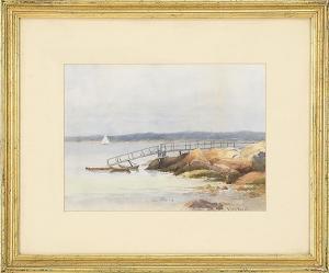 LEVIN FARRELL KATHERINE 1857-1951,Sailboat off a pier,Eldred's US 2014-07-17