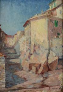 LEVINSEN Sophus Theobald 1869-1943,Strada di paese,Galleria Pananti Casa d'Aste IT 2023-10-20