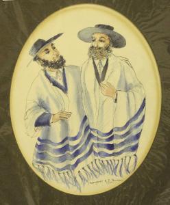 LEVINSON Margaret,Two Rabbis,20th century,Tooveys Auction GB 2018-01-24