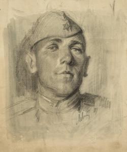 LEVITIN Anatoli 1922-2018,Portrait of a soldier in a cap,1940s,Sovcom RU 2024-02-20
