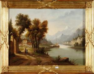 LEVY Anton 1845-1897,Paysage montagneux animé,VanDerKindere BE 2011-06-21
