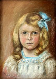 LEVY Eugenie,Brustbild eines blonden Mädchens mit blauer
Schlei,1911,Eva Aldag DE 2009-09-05