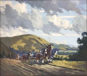 LEWENS George E 1900-1900,Working Horses,1949,International Art Centre NZ 2020-08-25