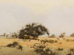 LEWINGTON Bert 1927-2013,Namibian Landscape with Impala,20th,5th Avenue Auctioneers ZA 2018-06-10