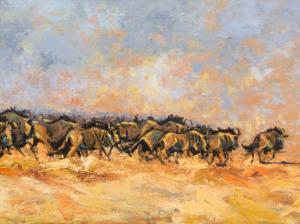 LEWINGTON Bert 1927-2013,Wildebeest Migration,20th,5th Avenue Auctioneers ZA 2018-06-10