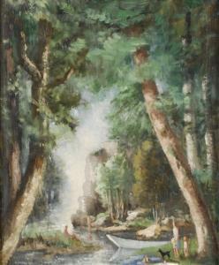 LEWINO Walter Affroville 1887-1959,Figures bathing in a woodland pool,Dreweatt-Neate GB 2010-10-20