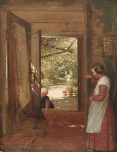 LEWIS Charles James 1830-1892,At the doorway,1853,Woolley & Wallis GB 2024-03-06