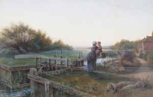 LEWIS Charles James 1830-1892,Mother and child by a lock at dusk  'C.J. Lewis R.,Bonhams 2007-06-26