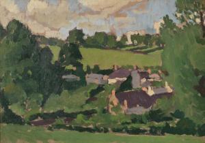 LEWIS Edward Morland 1903-1943,Welsh Landscape with cottages,Tennant's GB 2023-10-07