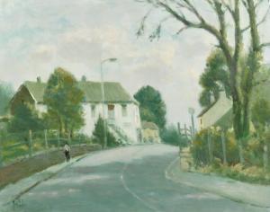 LEWIS H.E,A figure on a street with nearby houses,John Nicholson GB 2021-05-19