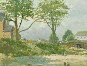 LEWIS H.E,A scene of houses and trees by a bridge,John Nicholson GB 2021-05-19