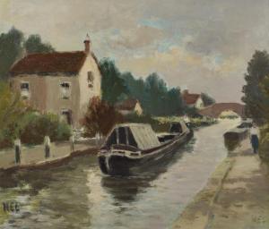 LEWIS Harry Emerson 1892-1958,Canal Scene with Barge,20th Century,John Nicholson GB 2020-07-17