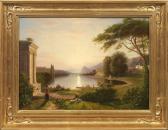 LEWIS Henry 1819-1904,Italienische Parklandschaft im Abendlicht,1858,Schloss DE 2013-05-04