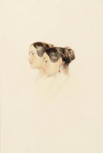 LEWIS John Frederick,Head study of two young women, looking to the left,1840,Christie's 2001-06-07