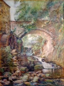 LEWIS John R 1921-1940,River scene with watermill and stone bridge, proba,Capes Dunn GB 2016-05-17