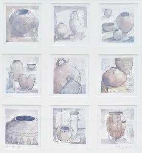 LEWIS Kathy,Egyptian Pots; Abstract blues and b,20th century,The Cotswold Auction Company 2021-05-18