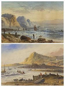 LEWIS Lennard,South Coast rocky shorelines with boats and figure,1984,Rogers Jones & Co 2023-05-30