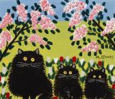LEWIS Maud 1903-1970,Three Black Cats,Heffel CA 2025-08-28
